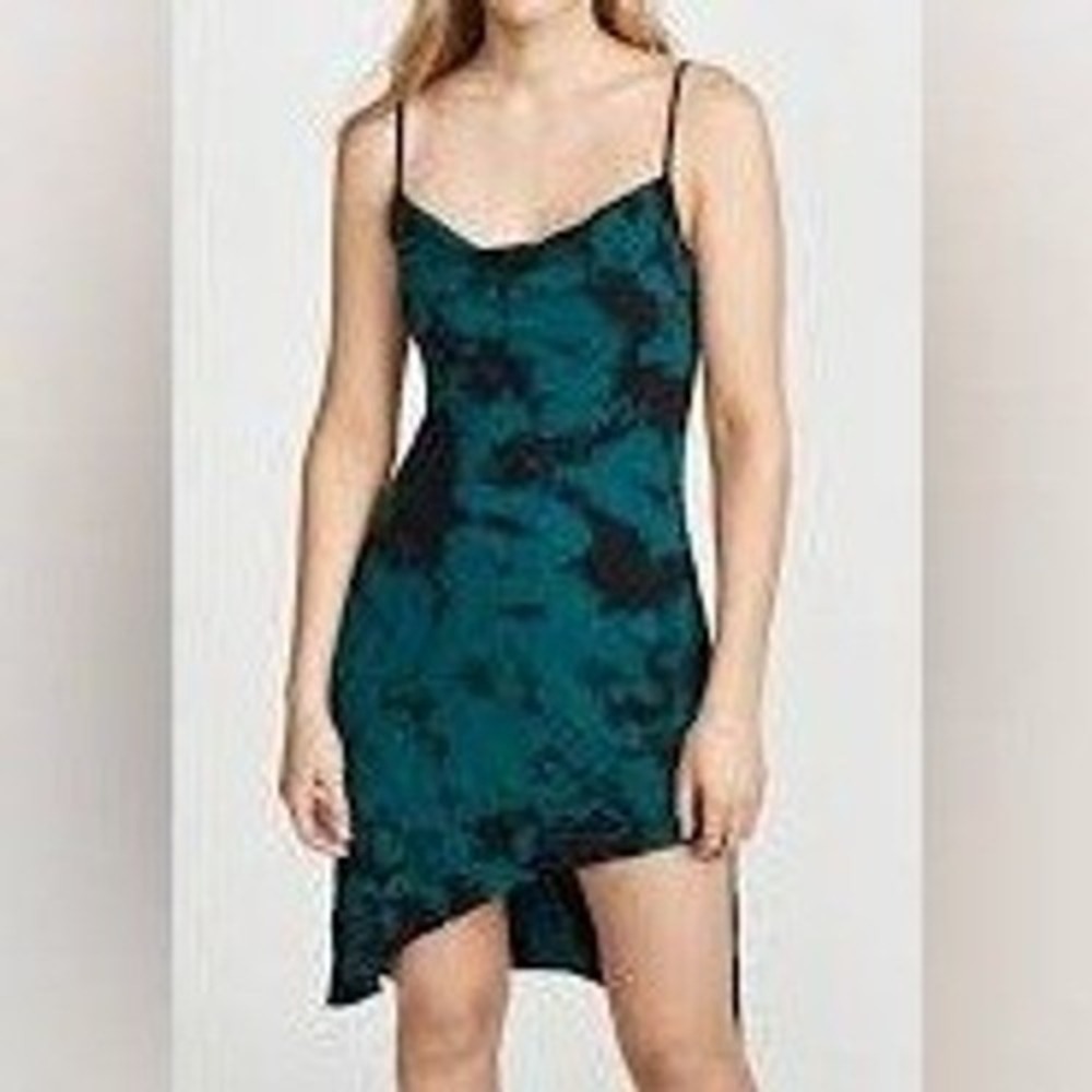 Amanda Uprichard Ansonia Slip Dress Womens XS Tie Dye Cowl Neck Asymmetrical 90s